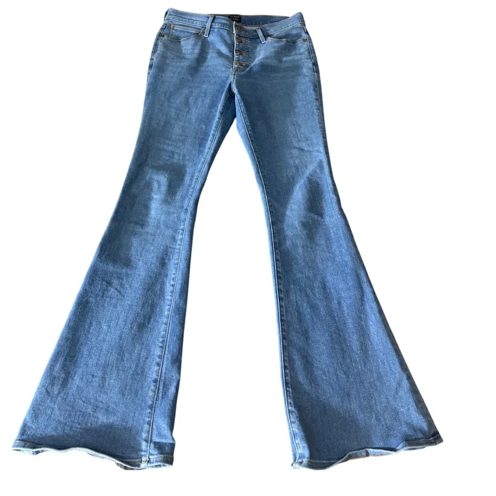 J Crew sz 27  Full Length Flare Jeans‎ Button Fly Highrise